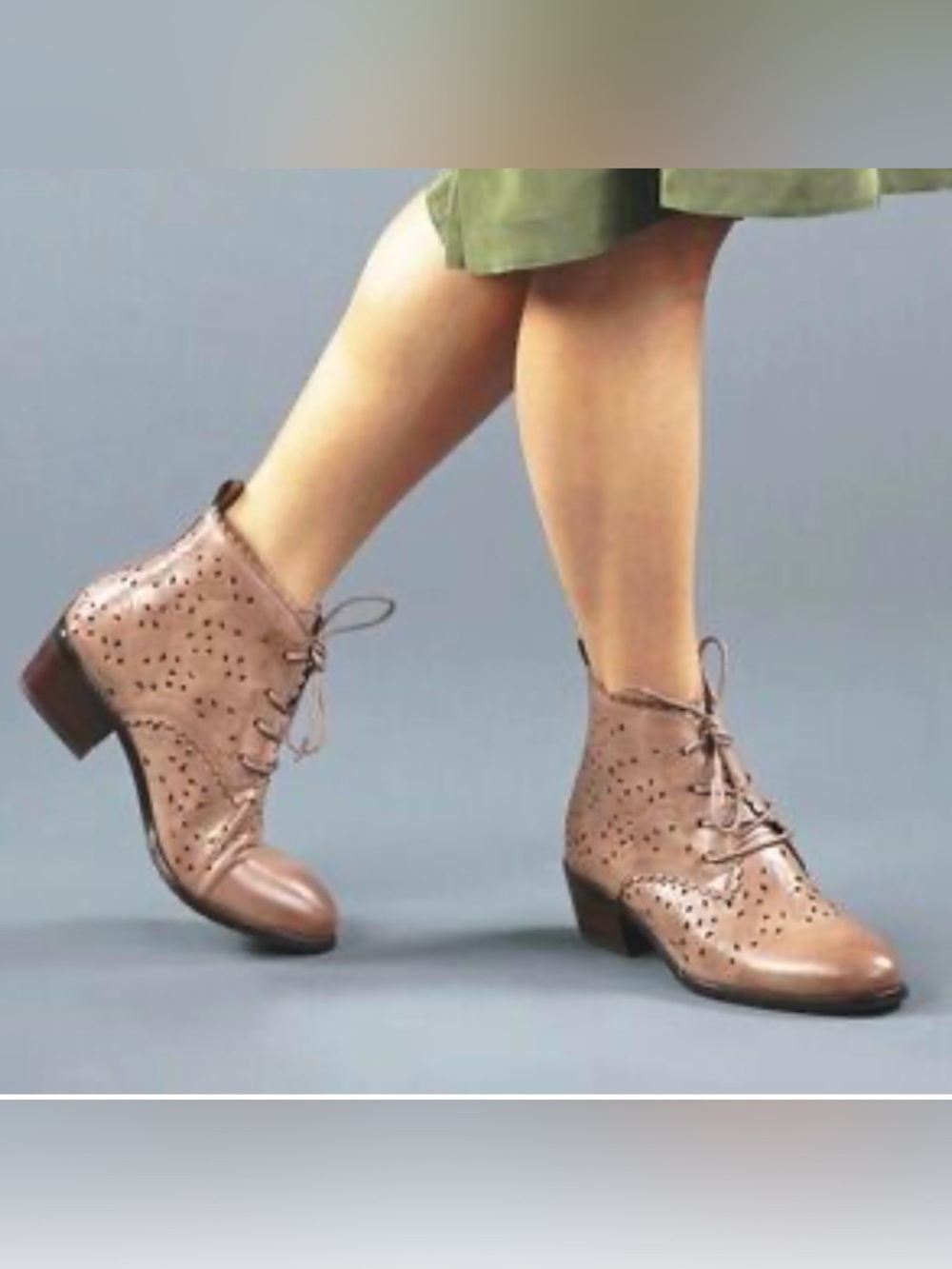 Spring Step Taupe Leather Lace-Up ankle Boots Women's 40